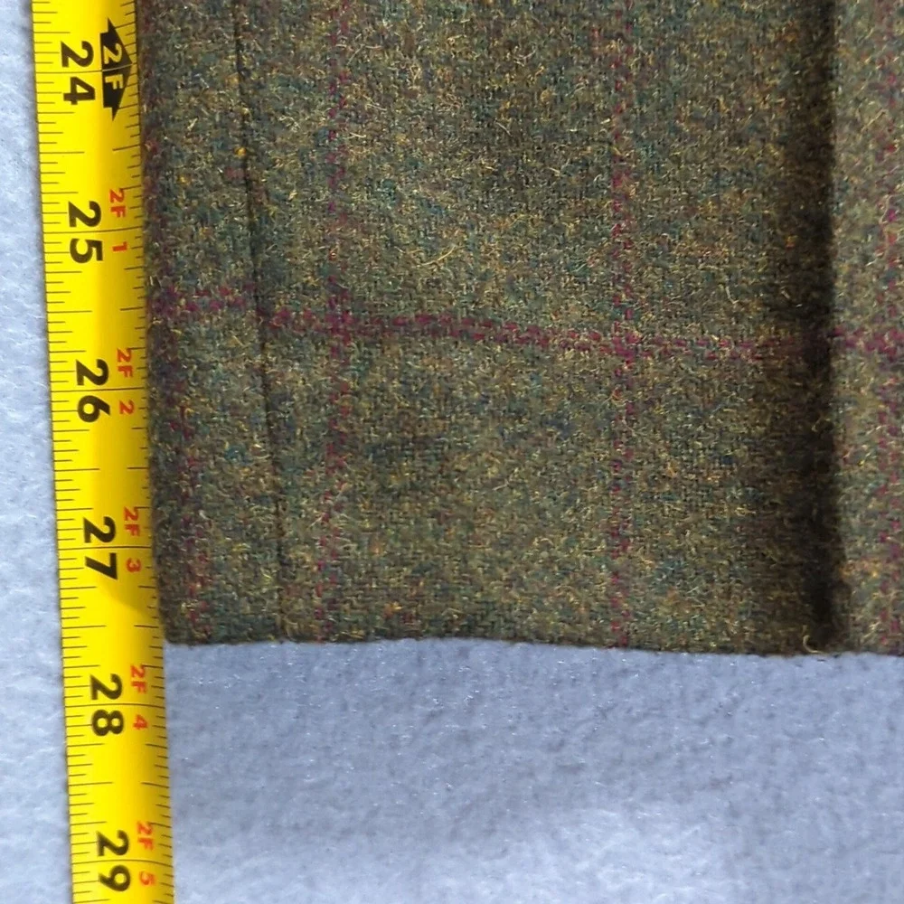 Dobell Mens Olive Green Windowpane Tweed Wool Blend Trousers Size 40R Pants